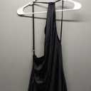 Halfisland Summer Satin High Neck Backless Sleeveless Midi Dresses for Women Elegant Mock Neck High Waist Cross Back Cocktail Dress Black L