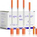 1ml Syringes 30G 1/2" 13mm Needle U-100 Disposable Lab Syringe, 100 Pack
