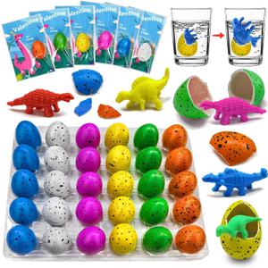 30 Pack Valentines Day Gifts for Kids Dinosaur Eggs Classroom Exchange School Activities Party Favors for Boys and Girls with Card