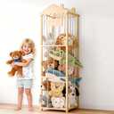 AMBIRD Stuffed Animal Storage, Wood Stuffed Animal Zoo Holder, Large Kids Toy Organizers, Plushies Storage for Boys Girls Bedroom, Playroom, Nursery (15.75 x 15.75 x 55 inch)