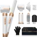 Hair Dryer Brush 7 in 1110000 RPM Hot Air Brush Hair Styler for Curly Straight & Twisted Hair Professional Ionic Brush Blow Dryer for Salon-Quality Styling, White Gold