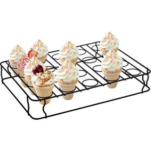 Hiceeden 20 Holes Ice Cream Cone Stand, Non-Stick Cupcake Cone Baking Rack, Metal Ice Cream Holder Cupcakes Pastry Tray for Baking, Cooling, Displaying, Serving Treats