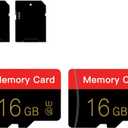2 Pack Micro Memory Card 16 GB with Adapter, C10/UHS-I/A1, TransFlash Card, TF Card for Camera, Smartphone, Tablet, Drone (Red 16GB *2)
