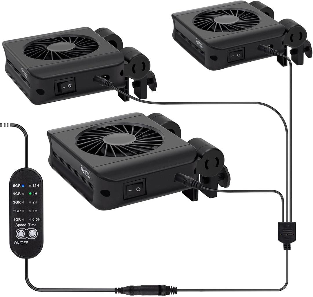 hygger Aquarium Chillers Fan, Quiet Fish Tank Cooling Fan Equipment with Adjustable Speed Controller, Suitable for Freshwater Saltwater Tanks(3-Fan Head)