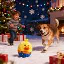 Rechargeable Interactive Moving Dog Toys, Automatic Crazy Jumping Duck for Boredom, Attractive Squeaky Plush Duck Covers A Talking Bouncing Ball with Recording Playback, Puppy Toys to Keep Them Busy