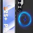 Magnetic Case for Samsung Galaxy S25+ Plus with Screen Protector [Compatible with MagSafe Wireless Charging] [Dual Layer Military-Grade Protection] Heavy Duty Rugged Shockproof Protection Cover, Black