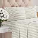 Queen Size 4 Piece Sheet Set - Comfy Breathable & Cooling Bed Sheets Set - Hotel Luxury Bedding for Women, Men, Kids, Teens, Boys & Girls - Deep Pockets and Wrinkle Free - Oeko-Tex - Beige Stripes 2