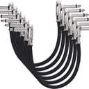 Amazon Basics 1/4 Inch Guitar Patch Auxiliary Cable, 6 in, 6-Pack, Black