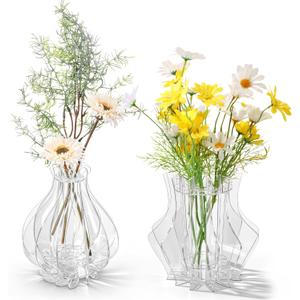 2 Pack Vase Holder Fit for Puzzle Flowers Bouquet, Acrylic Puzzle Vase Fit for Botanical Collection Building Set, Display Stand for Roses Orchid Sunflower Tulips for Bouquet Lover, Clear