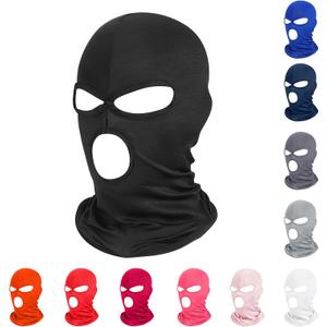 Pukavt 3 Hole Balaclava Ski Mask for Men Women, Thin Full Face Mask for Motorcycle Bike Hunting Cycling Skiing Cap (Black)
