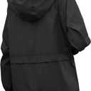 Women's Waterproof Raincoat Lightweight Rain Jacket Hooded Windbreaker with Pockets for Outdoor (Black, L)