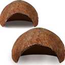 SunGrow Betta Fish Caves, Habitat Made from Coconut Shell, Soft-Textured Smooth Edged Spacious Hideout for Resting and Breeding, 2 Pcs
