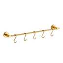 22 Inch Kitchen Utensil Hanger with 5 Hooks, Stainless Steel Wall Mounted Rail Rack for Bathroom, Bedroom (Brushed Gold)