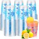 Meanplan 100 Pieces Snowflake Cups, Disposable Plastic Clear Party Cups Winter Party Favors for Birthday Holiday Baby Shower Party Decoration Guest Coffee Tea Water Milk Drinking Supplies