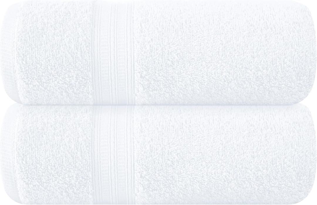 BOUTIQUO Cotton 2 Pack Oversized Bath Towel Set, Large Bath Towels 27x54, Ultra Soft, Absorbent, Compact, Quick Drying and Lightweight, Eco-Friendly and 100% Recyclable Towel Set - White 