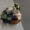 Hollyone 13" Fall Hanging Baskets Medium Pumpkins Hydrangea Dahlia Artificial Flowers Fall Hanging Decor Fake Flower Blue White Faux Plants Indoor Outdoor Porch Garden Autumn Decorations for Home