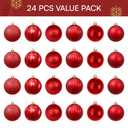 JOIEDOMI 24 Pcs Red Christmas Balls Ornaments Set, 2.36" Christmas Tree Ornaments Shatterproof, Xmas Balls Hanging Decorations for Tree Wreath Garland Holiday Wedding Indoor Party Decor
