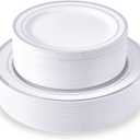 JollyPack 100 Piece Disposable Silver Plastic Party Plates, Including 50 10 Inch Dinner Plates and 50 7 Inch for Dessert, Great for Parties, Weddings, Home Use, and Christmas