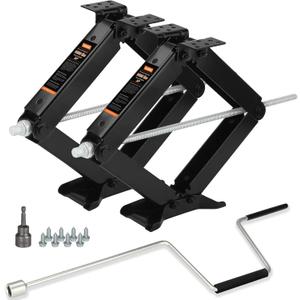 OULEME 24" RV Camper Scissor Jack, Heavy Duty 9500 lbs Travel Trailer Leveling Stabilizer with Crank Handle & Drill Socket - Set of 2