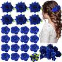 BBTO 21 Pieces Flower Hair Clip Rose Hair Clips Hair Barrettes for Women Flower Hair Accessories Boho Bride Claw Clip Hairpin Brooch Pin Headpiece for Wedding(Royal Blue,Large, Small) (One Size)