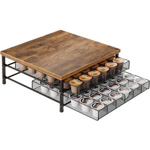 Coffee Pod Holder for K Cup Holder Drawer, 2 Tier Sliding Baskets Coffee Pod Drawer for Counter, 72 Capacity Coffee Pods Organizer Cups Capsule for Coffee Station, Black