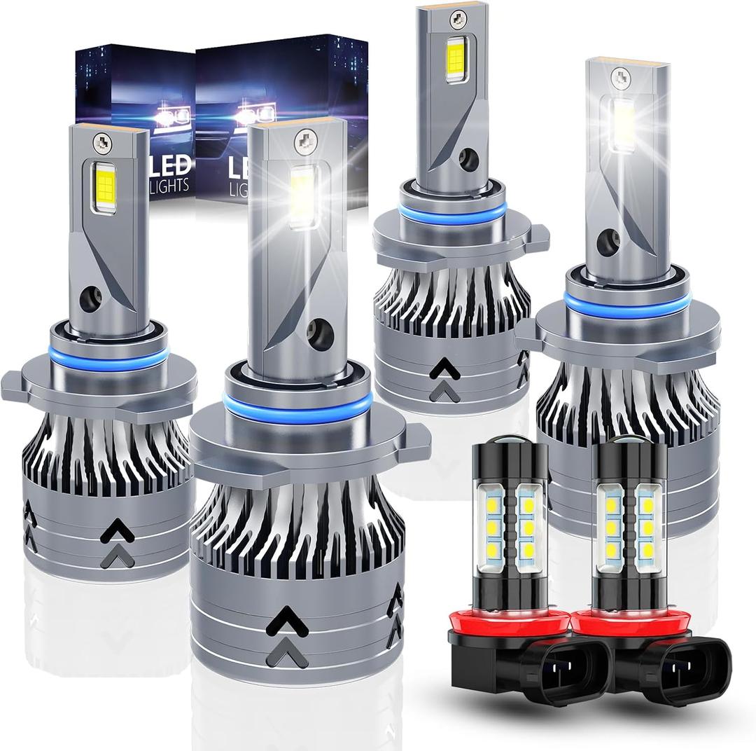 Upgraded 9005 9006 Light bulbs Compatible for Honda Civic (2006 2007 2008 2009 2010 2011 2012 2013 2014 2015), High & Low Beam & H11 Fog Light Set, 6500K White, Plug & Play, 6-Pack