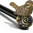 Black Curtain Rods for Windows 28 to 48 Inch, Vintage Decorative Curtain Rod with Gold Bird Finials, 1'' Adjustable Heavy Duty Drapery Rod Set for Bedroom Living Room Kitchen,18-60''