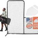 L Screen Baseball for Batting Cage | Baseball Pitching Net with Wheels-7 feet by 7 feet, 3.5 Inch by 3.5 Inch Cutout, Body Protector for Back Drive Lines Beisbol