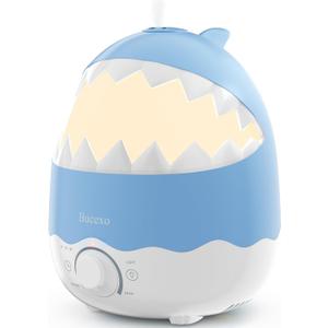 Humidifiers for Baby Bedroom, Cool Mist Humidifier for Kids Nursery, Air Humidifier with Essential Oil Diffuser and Night Light, Timer, BPA Free, 1.6L, Up to 40Hours, Shark, Ideal for baby