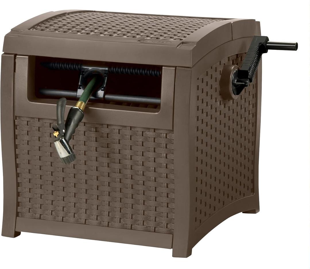 Suncast Hose Reel with Smart Trak Hose Guide, Water-Tight Connection, Durable Resin Construction, 225' Hose Capacity, Brown, Made in the USA