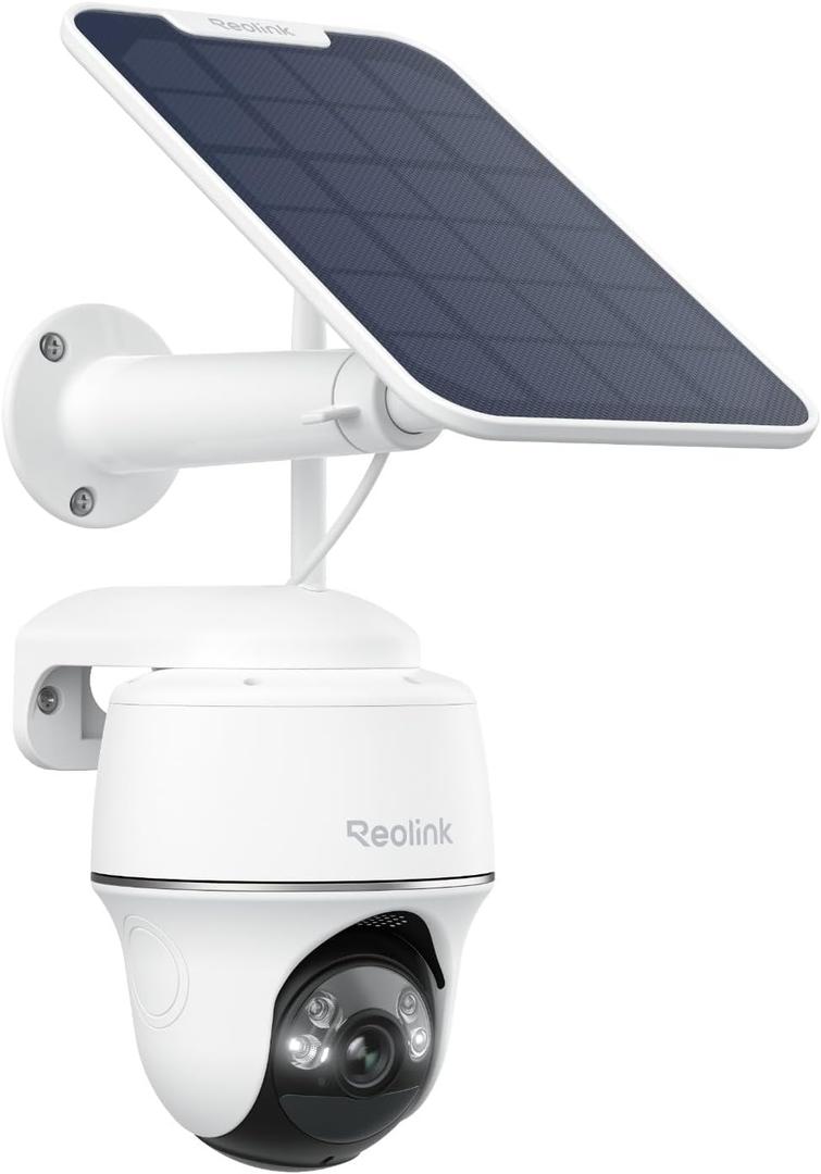 REOLINK Security Cameras Wireless Outdoor, Pan Tilt Solar Powered, 5MP 2K+ Color Night Vision, 2.4/5GHz WiFi, Smart Cameras for Home Security, Works with Home Hub, Argus PT + Solar Panel
