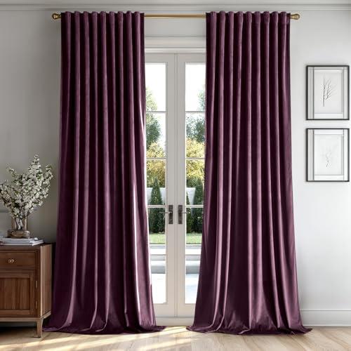Amazon.com: MIULEE Dark Purple Velvet Curtains 90 inches - Luxury Blackout Curtains for Bedroom Living Room Thermal Insulated Super Soft Window Drapes Rod Pocket & Back Tab, W52 x L90 inches, 2 Panels : Home & Kitchen