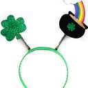 St. Patrick's Day Holiday Glitter Headband Head Bopper - Costume or Dress Up Fashion Novelty Accessory - for Adults or Kids Party Fun Green