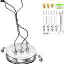 24" Pressure Washer Surface Cleaner with 4 Wheels - Stainless Steel Dual Handle Surface Cleaner for Pressure Washer Attachment for Concrete, Patio, Sidewalk, Deck and Driveways - PWS 24