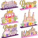 3 Pcs Princess Party Wooden Centerpieces Princess Theme Birthday Table Decorations Supplies Pink Gold Ornament Castle Crown Carriage Baby Shower Floral Table Toppers Home Decor for Girls