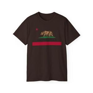 California Republic Flag Shirt Men Women Kids Toddler T-Shirt, Brown, Small 