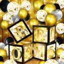 100Pcs Prom 2025 Balloon Boxes Decorations with LED Lights Black and Gold Prom Decorations for Party 2025 Graduation Party Supplies