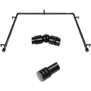 Bay Window Curtain Rods, HOTOZON 7/ 8 Inch Heavy Duty Curtain Rods for Bay Windows 48-84 Inch(Center Rod), 32-58 Inch Side Rods for Windows, Black, Decorative Drapery Rod with End Cap Finials