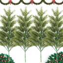 4 Pack Faux Mini Pine Trees 18.89inch Cedar Stems Small Artificial Christmas Tree Xmas Seasonal Indoor Outdoor Home Garden Decor Holiday Decorations,Green