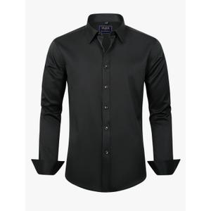 J.VER Men's Dress Shirts Solid Long Sleeve Stretch Wrinkle-Free Formal Shirt Business Casual Button Down Shirts 2XL