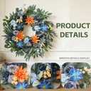 22" Blue Wreath for Front Door - Spring Summer Everyday Floral Wreath with Peony, Dahlia, Daisy & Roses, Artificial Flower Wreath with Eucalyptus for Indoor Outdoor Home Decor, Year Round Wreath