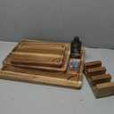 Pre-Oiled, Non Toxic 3-Piece Acacia Cutting Board Set with Stand, FSC Certified Wooden Chopping Boards, Includes 3.4 fl oz Chopping Board Oil, 3 Wood Carving Boards for Home, BBQ Kitchen, Deer & Oak