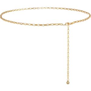 Gold Metal Waist Chain for Women - Adjustable Body Chain with Link Belts for Dress & Jeans (MFit for Waist up to 36 inches)