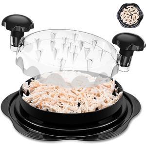 Chicken Shredder Tool Twist Large: 2025 Pro & Standard Food-Grade Visible Meat Shredder Tool Twist with Anti-Slip Petal-Like Base, Chicken Breast Shredder, Chicken Grinder (Black, Pro - 10.8")
