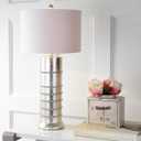 JONATHAN Y 31" Silver Leaf Resin Table Lamp, Modern Farmhouse Wrapped Rope Bedside Lamp for Living Room Bedroom, White Linen Drum Shade, UL Listed, LED Bulb Included JYL1012A