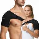 1 PC Shoulder Brace for Men and Women for Pain Relief - Shoulder Support & Compression Sleeve for Torn Rotator Cuff, AC Joint, Dislocation - Adjustable Design (Black, Size S)
