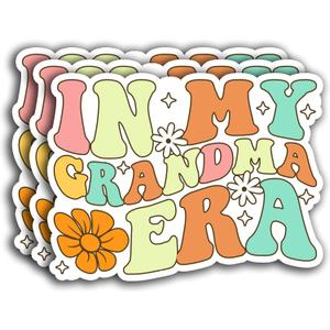 (3Pcs) in My Grandma Era Sticker, Mom Mama Nana Gigi Sticker Waterproof Vinyl Sticker Decals for Books Laptops Phone Water Bottles Tumbler Cup Kindle 3x2.5 Inch