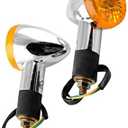 RainMan S 2 Pack Motorcycle Front Rear turn Signal Blinker Indicator Light Replacement for Honda Yamaha Kawasaki Suzuki Amber Chrome, Does not apply