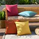 MIULEE Pack of 4 Decorative Outdoor Throw Pillow Covers Linen Waterproof Pillow Covers Summer Farmhouse Cushion Cases for Patio Garden Tent Balcony Couch Sofa 16x16 Inch Red/Turquoise