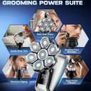Head Shavers for Bald Men, 7D Floating Blades Electric Razor with Magnetic Detachable Heads, IPX7 Waterproof Rotary Shaver 5-in-1 Self-Grooming Kit Gift for Balder